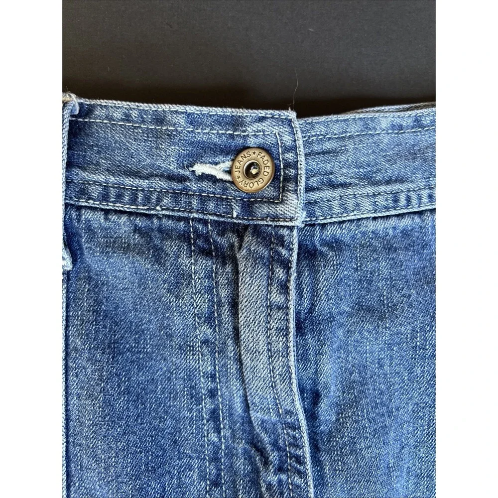 VTG Faded Glory Womens Blue Denim Maxi Skirt Size 10 Pockets Back Slit Y2K 90's